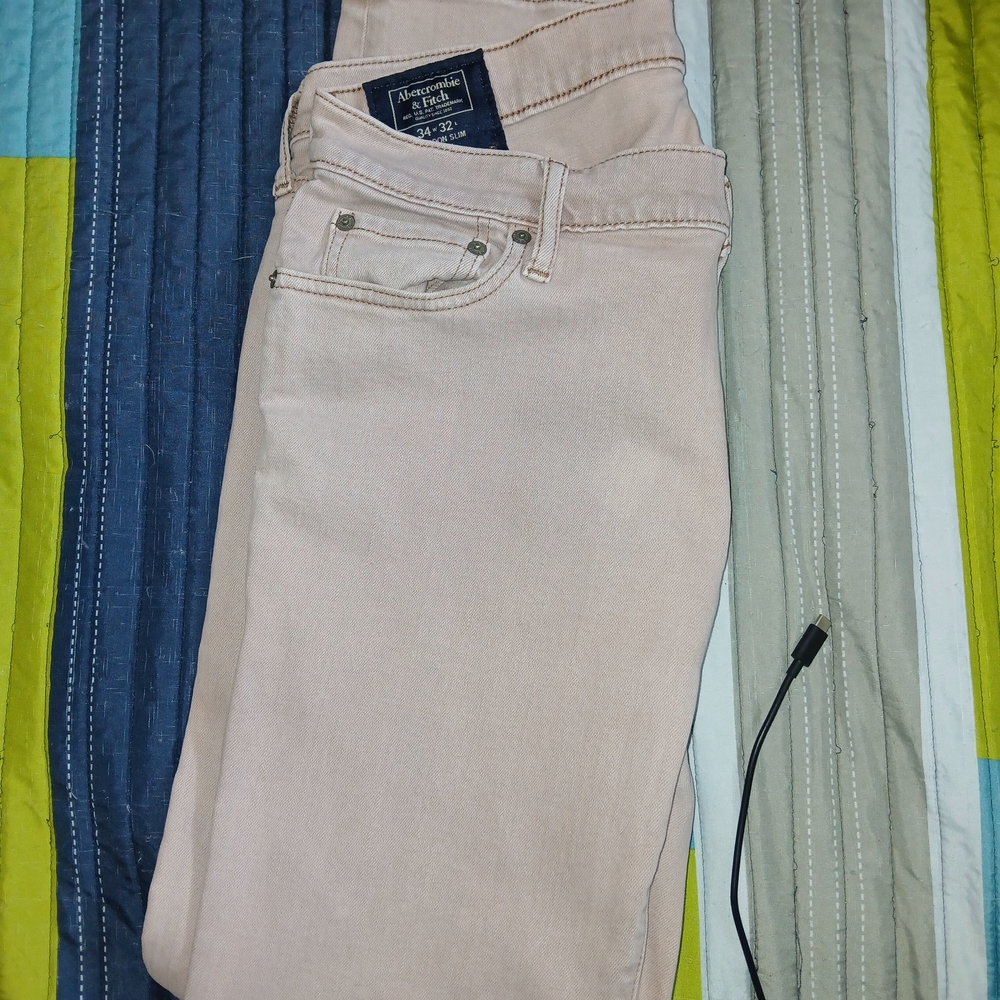 Abercrombie And Fitch Pink/khaki Mens Jeans